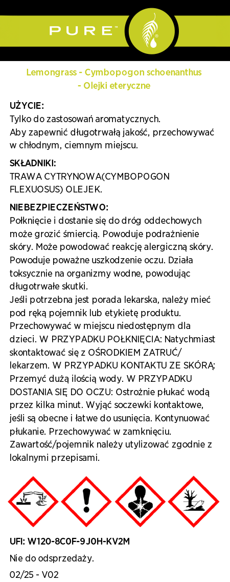 PURE™ Trawa cytrynowa - Olejek eteryczny