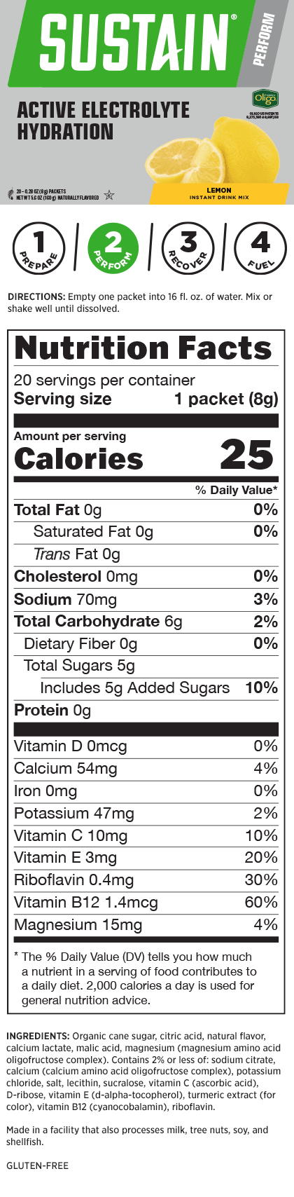 Sustain Active Hydration: Lemon Packets