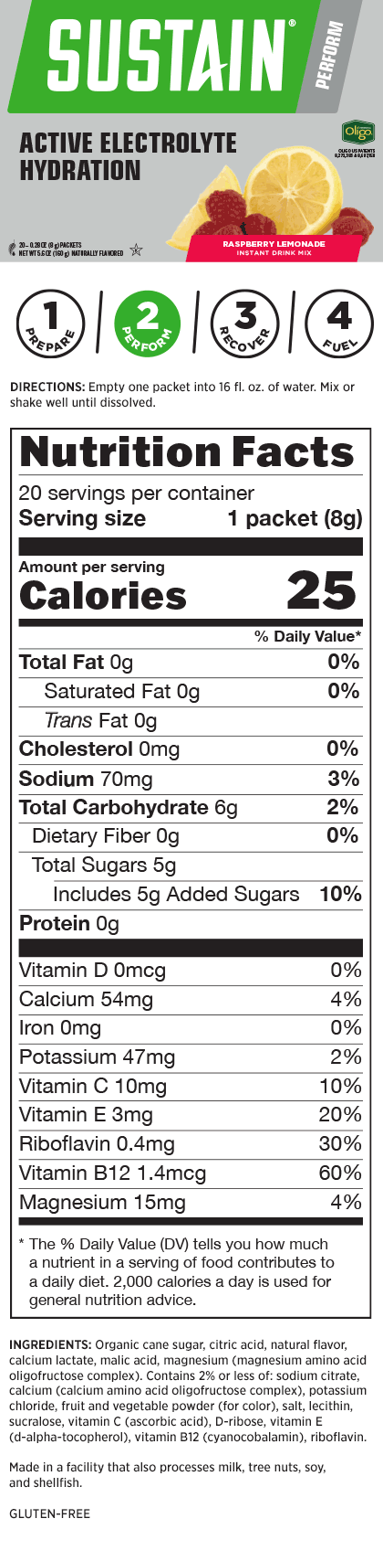 Sustain Active Hydration: Raspberry Lemonade Packets