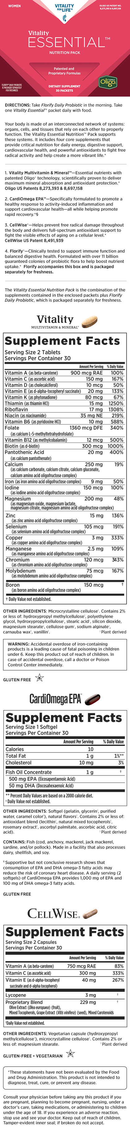 Vitality Essential™ Nutrition Pack: Women