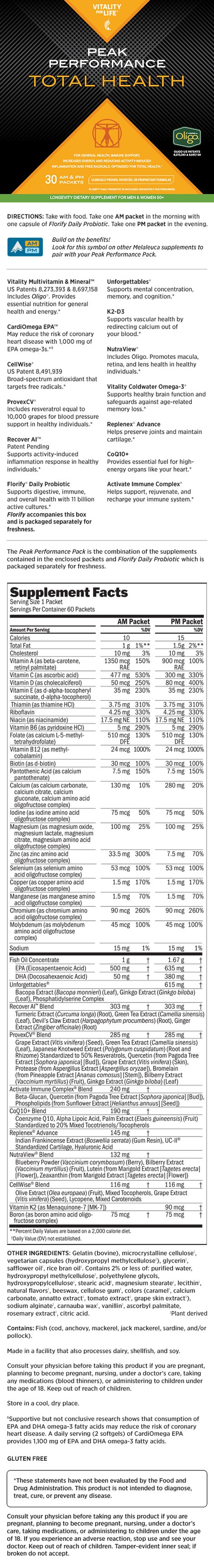 Peak Performance Total Health Pack: Longevity 50+