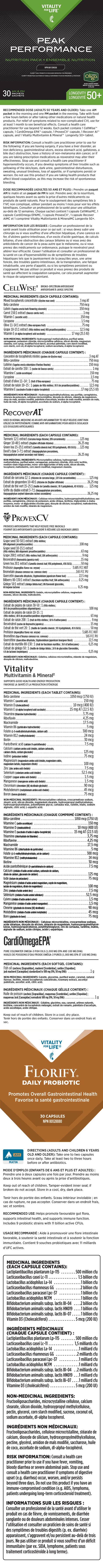 Peak Performance Nutrition Pack: Longevity 50+