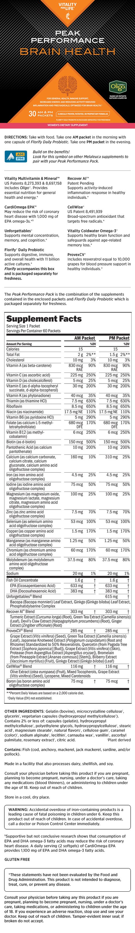 Peak Performance Brain Health Pack: Women