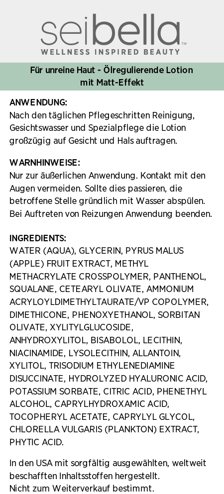 Sei Bella® Clarity Clear Skin Solutions Ölregulierende Lotion mit Matt-Effekt
