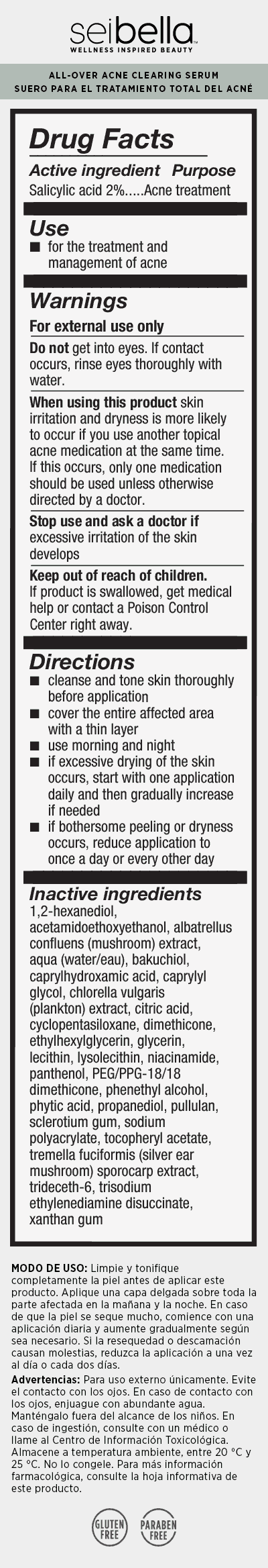 Suero para el tratamiento total del acné Clarity Clear Skin Solutions de Sei Bella 
