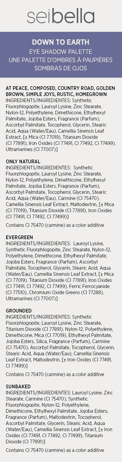Estuche de sombras de ojos Sei Bella: Down to Earth