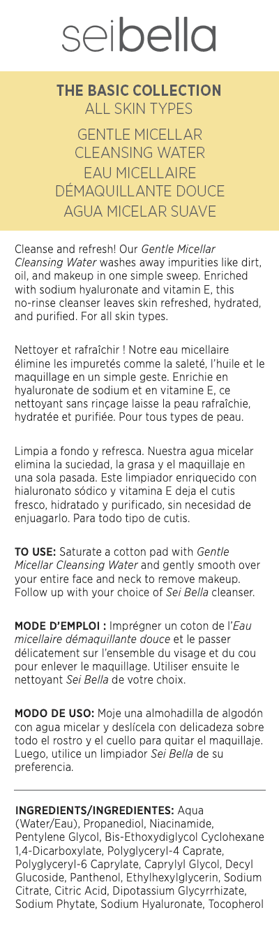 Sei Bella The Basic Collection Gentle Micellar Cleansing Water