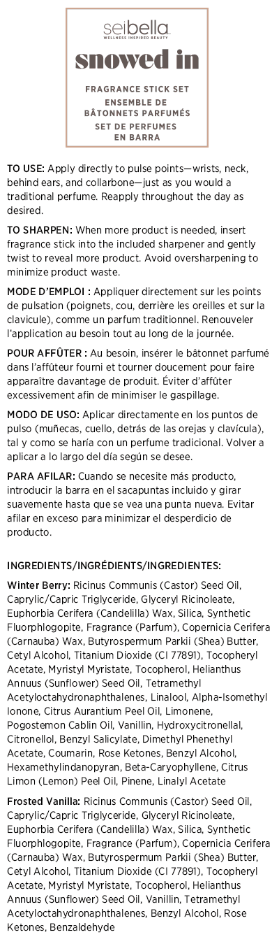 Set de perfume en barra Snow In de Sei Bella