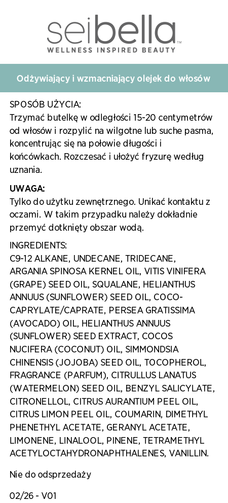 Sei Bella® Olejek do włosów