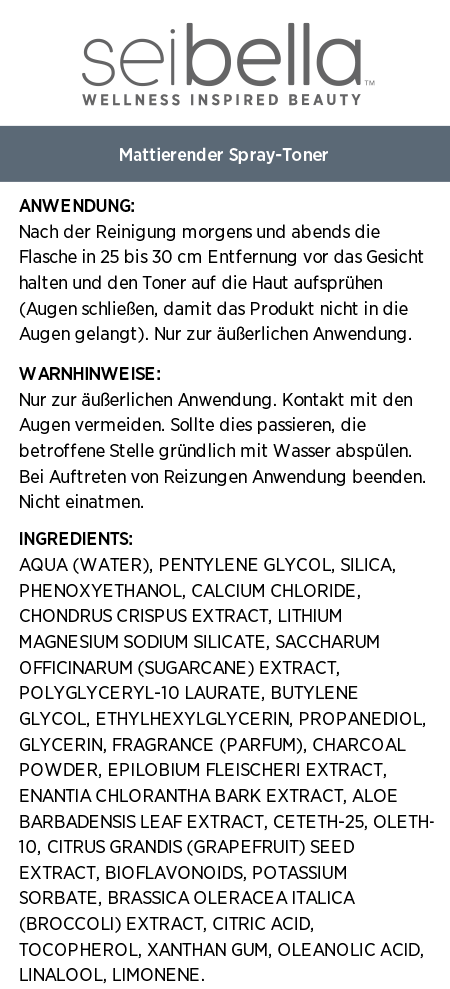 Sei Bella® Charcoal & Flower Mattierendes Spray-Tonikum