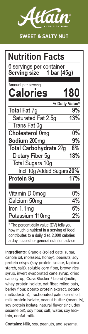 Attain® with CraveBlocker® Bars: Sweet & Salty Nut