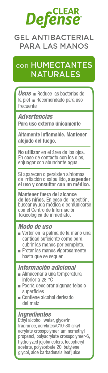 Gel antibacterial para las manos Clear Defense® (473 ml) (Dispensador se vende por separado)