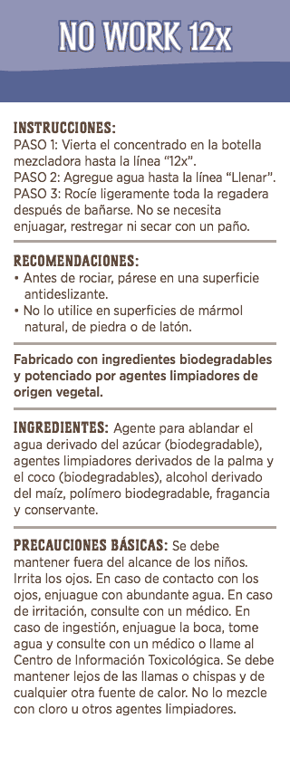 Limpiador de regadera No Work® 12x (No se incluye la botella rociadora)