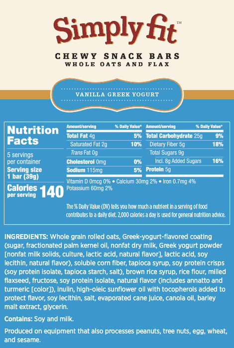 Simply Fit™ Chewy Snack Bars: Vanilla Greek Yogurt