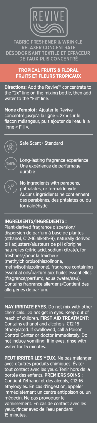 Revive™ Fabric Freshener & Wrinkle Relaxer Concentrate: Tropical Fruits & Floral