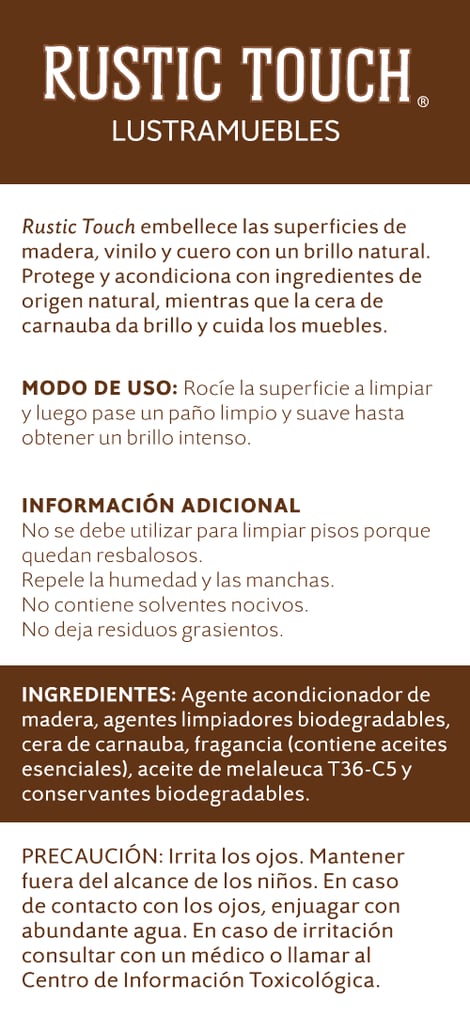Limpiador de muebles Rustic Touch® (Rociador se vende por separado)