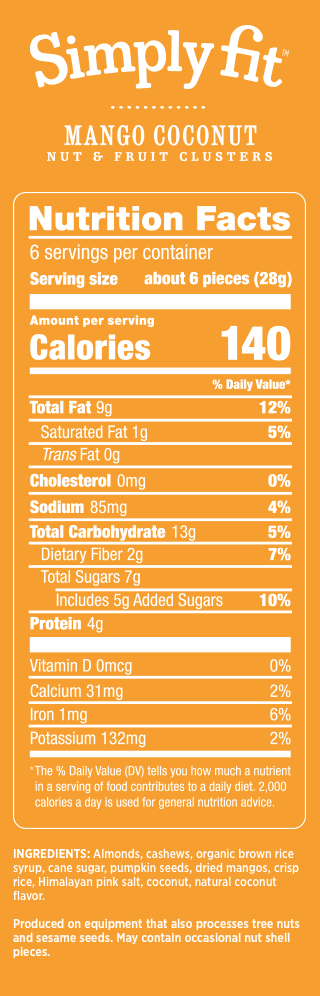 Simply Fit™ Nut & Fruit Clusters: Mango Coconut