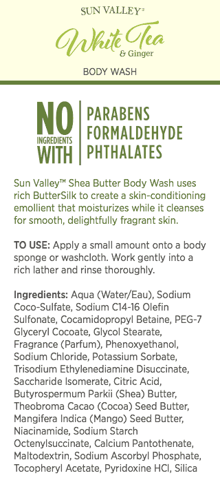 Sun Valley® Shea Butter Body Wash: White Tea & Ginger