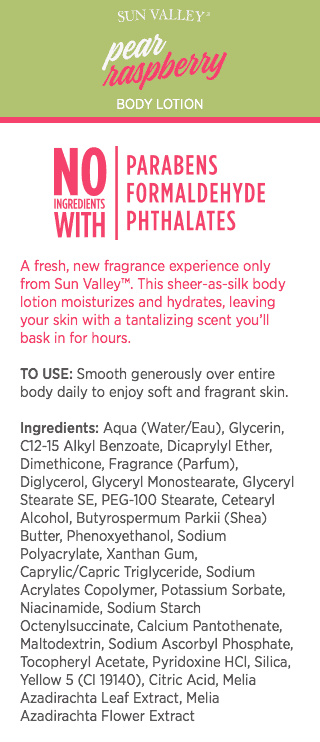 Sun Valley® Body Lotion: Pear Raspberry 