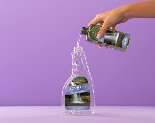 Hand filling mixing bottle with No Work product