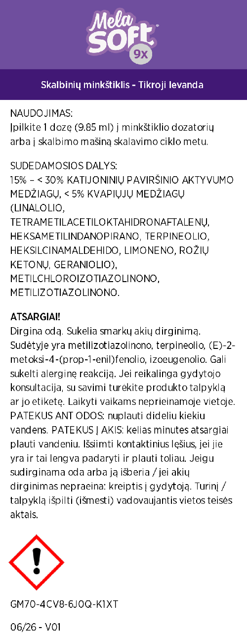 MelaSoft™ 9x koncentruotas minkštiklis - tikroji levanda