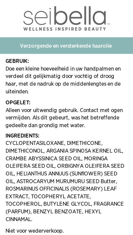 Sei Bella Hair Oil Nourishing and Strengthening