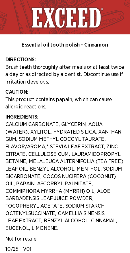 Essential Oil Tooth Polish - Cinnamon - Fluoride-free Special offer