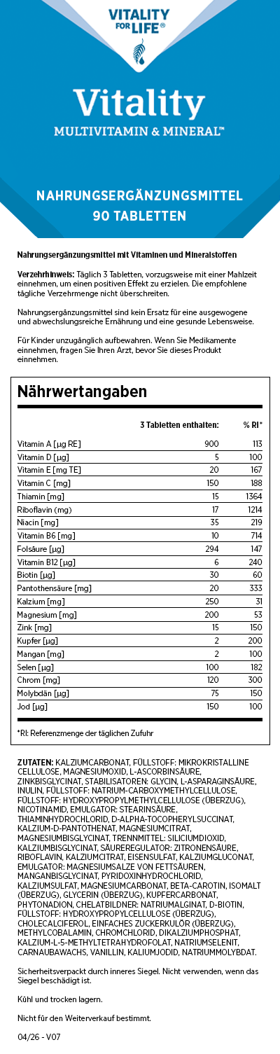Vitality Multivitamin & Mineral - Männer