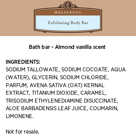 Melaleuca Exfoliating Body Bar - Almond Vanilla