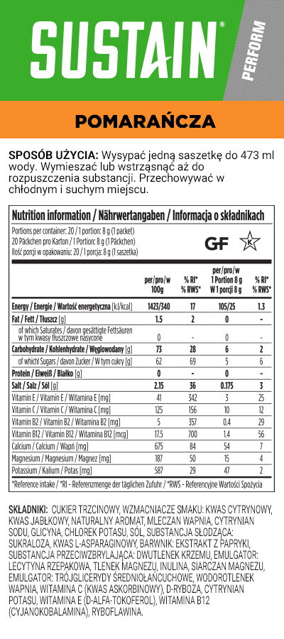 Sustain Perform Active Electrolyte Hydration - Pomarańcza