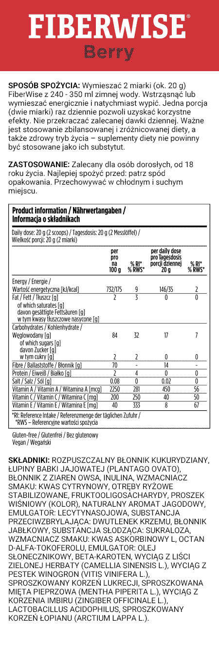FiberWise Napój - Owoce jagodowe - Bez dodatku cukru