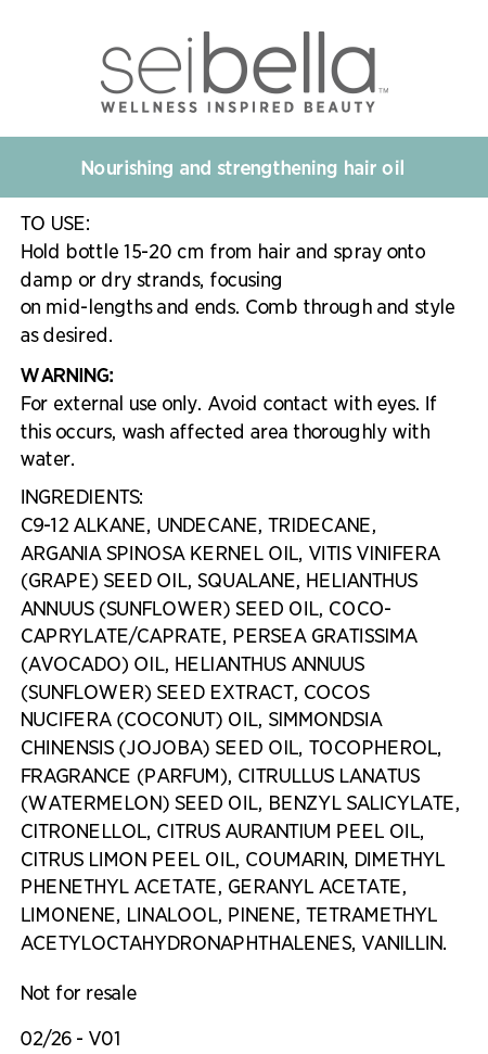 Sei Bella Hair Oil