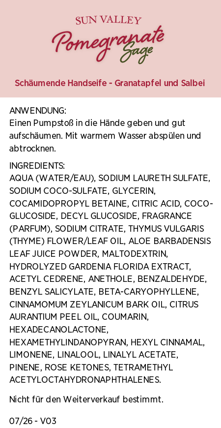Sun Valley® Schäumende Handseife - Granatapfel und Salbei