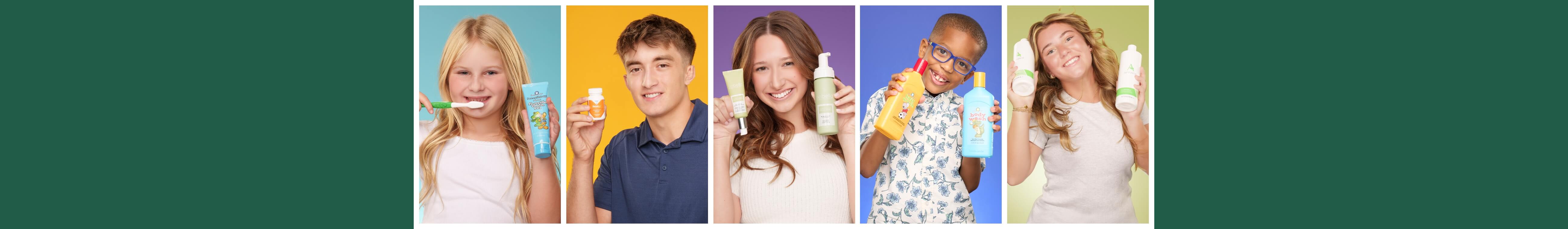 Children and Teenager holding up Melaleuca Products.