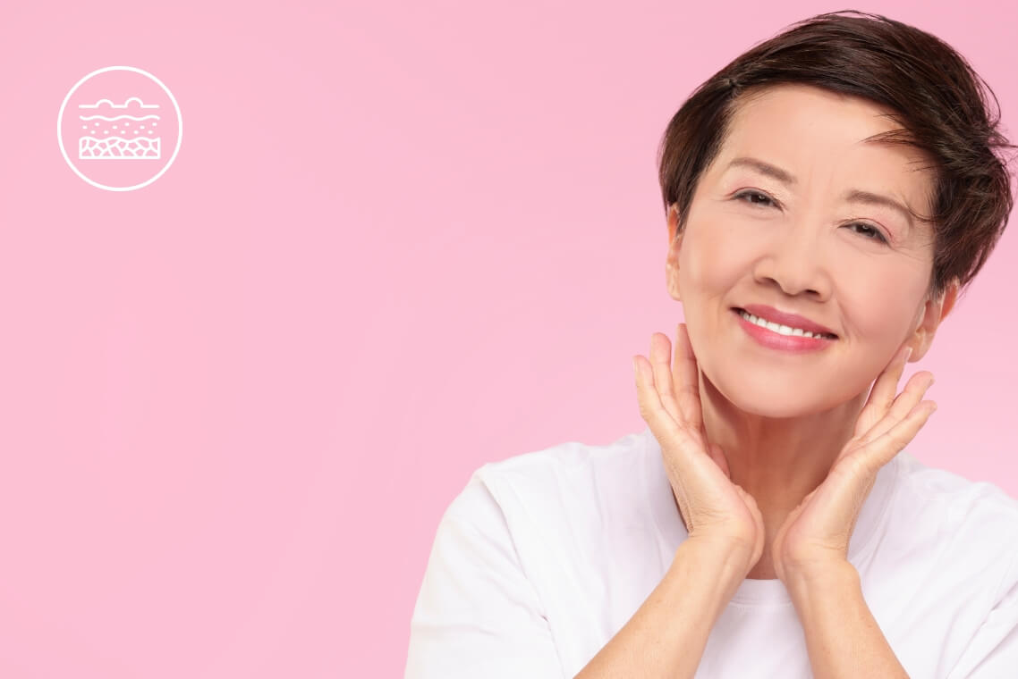 Sei Bella women with skin logo in top left corner