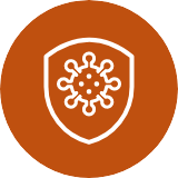 Shield icon featuring a cell symbol in the center.