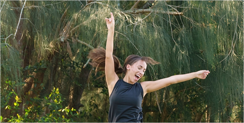 lady dancing in the forest